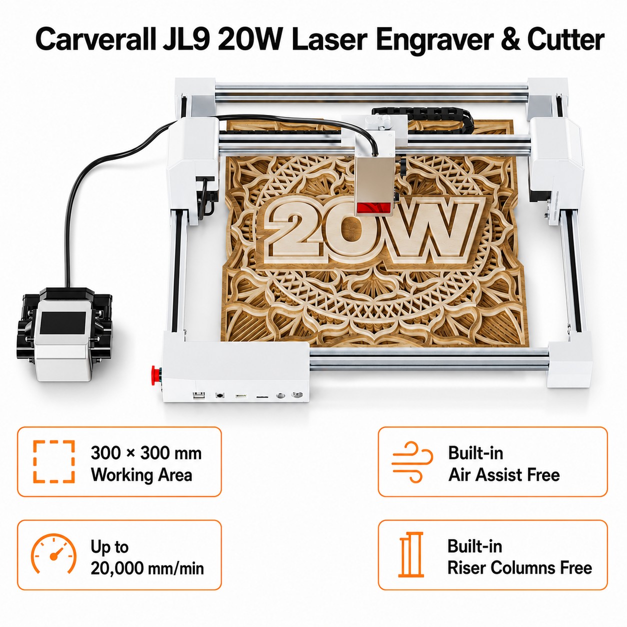 Industrial Laser Tool - Carverall JL9 20W Laser Engraver Cutter,